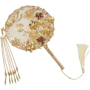 Kopida Chinese Fintage Round Fans ، Wedding Bride Tuan Fan ، Sencate Alloical Flower Fan Hand Fan ، Fan Handmade Handheld Decorative Fan مع شرابة (Style 4)