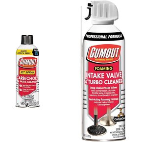 Gumout Carb and Choke Cleaner 14 oz with Foaming Intake Valve & Turbo Cleaner 11 oz - Engine Performance Bundle