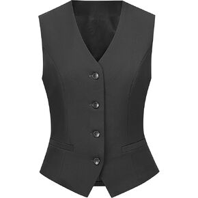 Suit Vest for Women V Neck Button Down Sleeveless Business Casual Vest Tops Waistcoat Blazer Dressy Vests