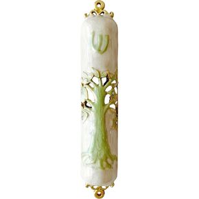 5.2 بوصة mezuzah المرسومة باليد ، تصميم المينا الرائع مع التمرير المدرج للمناسبات اليهودية