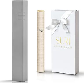 Chic Urban Mezuzah for Door | Concrete Jewish Door Mezuzah Case with Shin | Available in 4-Inch and 6-Inch Sizes | Includes Printed Shema Scroll, Self-Adhesive Backing & Gift Box