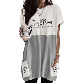 Summer Shirts for Women, Lightweight Casual Mom Graphic Tops, Cute Loungewear Look