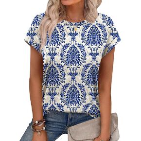 Alaroo Womens Summer Tops Short Sleeve Shirts Crew Neck Cute Trendy Tunic Blouses (S-3XL) in Kuwait