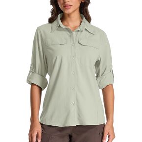 Womens Sun Protection Safari Shirts UPF 50+ UV Long Sleeve Outdoor Cool Quick Dry Fishing Hiking Shirts