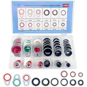 120pcs سيارات A/C System System Supressor Seal ، مجموعة ضاغط مكيفات الهواء طقوس مجموعة حشية مجموعة الحشية مجموعة الحشية مجموعة (120 جهاز كمبيوتر)