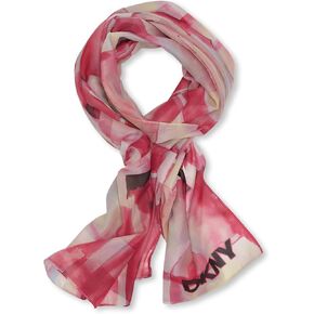 DKNY Womens Blanket Fluffy Plaid Scarf