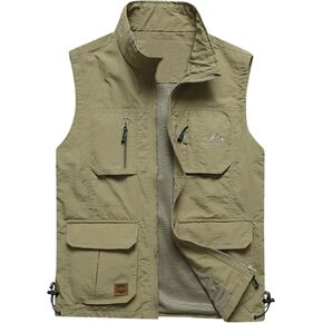 Flygo Men's Lightweight Outdoor Travel Work Vishing مع جيوب متعددة