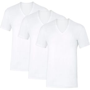 Hanes Men's Undershirt, Underarm Sweat Blocking Tee, White V-Neck T-Shirt, 3-Pack