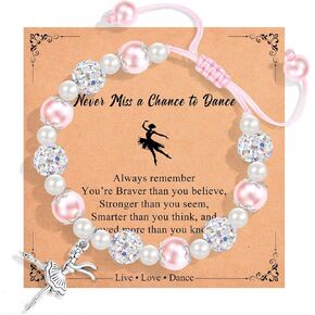 Dance Recital Gifts for Girls, Ballet Dancer Ballerina Bracelet Jewelry for Daughter Granddaughter Niece Friends Dance Team