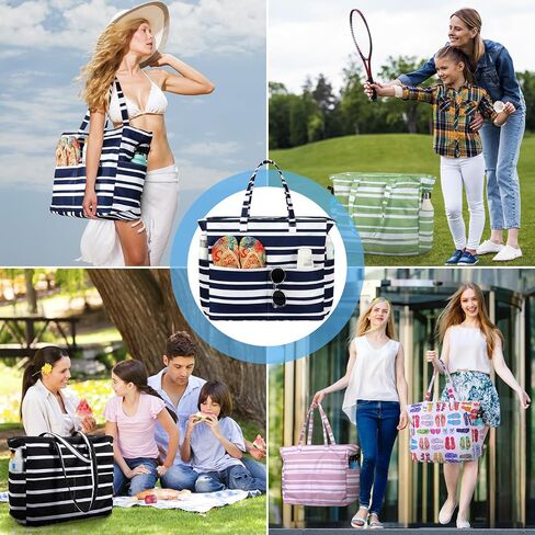 Beach Bags for Women Waterproof Sandproof Women Tote Bag, Large Beach Bag with Zipper for Gym Travel Vocation in Saudi Arabia