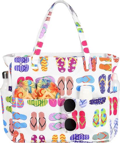 Beach Bags for Women Waterproof Sandproof Women Tote Bag, Large Beach Bag with Zipper for Gym Travel Vocation in Saudi Arabia