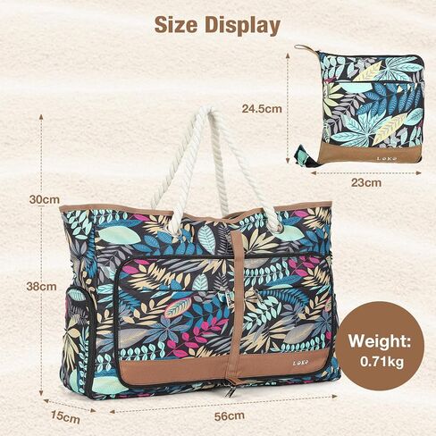 Beach Bag for Women - 35L Large Tote Bag, Waterproof & Sandproof, Zippered Carry On Bag for Pool, Beach & Travel in Kuwait