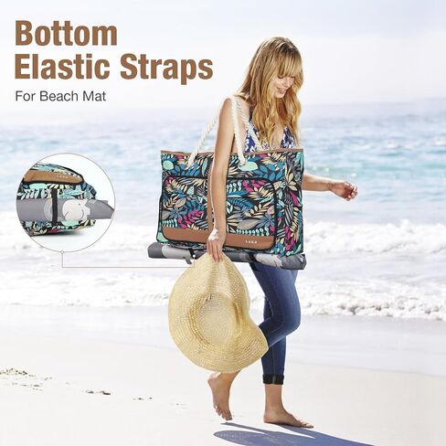 Beach Bag for Women - 35L Large Tote Bag, Waterproof & Sandproof, Zippered Carry On Bag for Pool, Beach & Travel in Kuwait