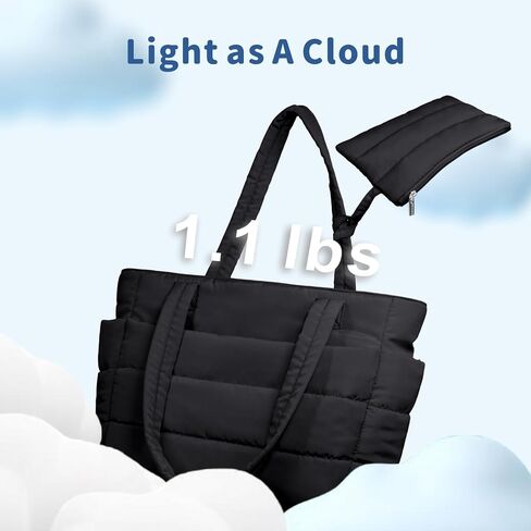 TOPDesign Puffer Tote Bag for Women, Lightweight Puffy Handbag with Compartments, Quilted Shoulder Bag for Work, Travel, Gym in Saudi Arabia