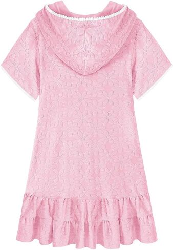 Weixinbuy Girls Swim Cover Up Swimsuit Terry zip Up Swimwear Hoodie Dress Wrap in Kuwait