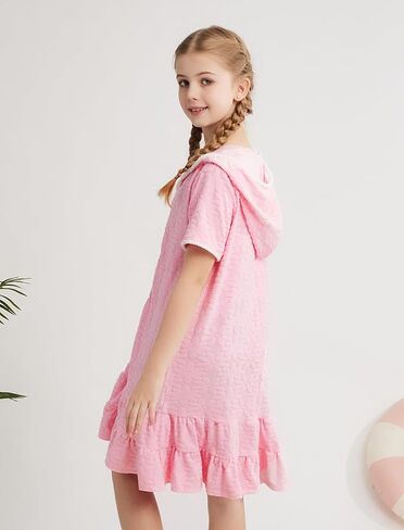 Weixinbuy Girls Swim Cover Up Swimsuit Terry zip Up Swimwear Hoodie Dress Wrap in Kuwait