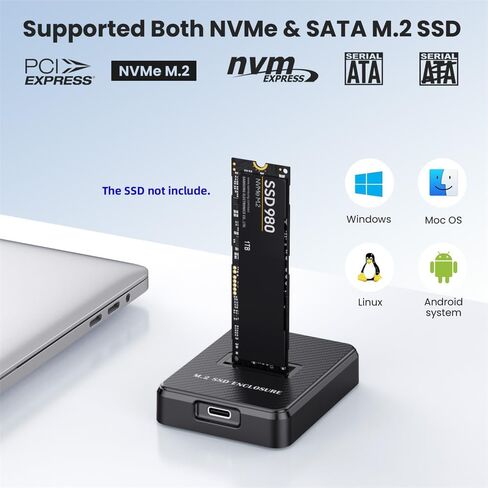 Cablecc USB 3.1 USB-C إلى NVME M-Key M.2 NGFF SSD محول PCBA خارجي محول عمودي نوع أسود اللون in Kuwait