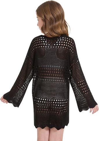 Wulful Girl's Crochet Long Sweeve Swimwear Cover Up Summer Beach Dress Swimsuit in Saudi Arabia