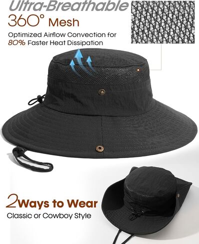 FURTALK Sun Hats for Men Women Fishing Hat UPF 80+ Breathable Wide Brim Hiking Summer UV Protection Bucket Hats in Saudi Arabia