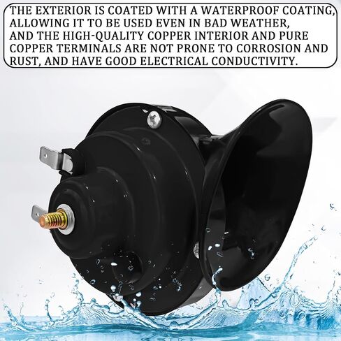 قرون هواء السيارة من أجل السلامة ، قرن قطار الشاحنة الصاخب 300dB 12V ، طقم بديل للقرن الكهربائي المضاد للسيارات ، قرون ثور للسيارة ، غطاء محرك السيارة ، دراجة نارية ، سكوتر ، قارب (أسود) in Kuwait