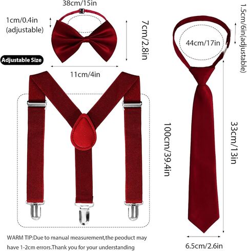 Kids Suspenders Bowtie Necktie Sets Adjustable Suspender Elastic Necktie Classic Accessories for Boys Girls in Saudi Arabia