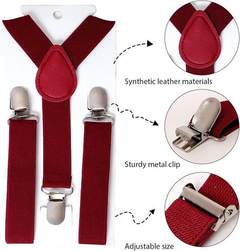 Kids Suspenders Bowtie Necktie Sets Adjustable Suspender Elastic Necktie Classic Accessories for Boys Girls in Saudi Arabia