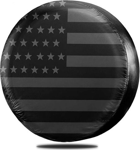 WSSROGY 27-29 inch US Flag Spare Tire Cover Thickening PU Leather Soft Spare Tire Cove Fit for Jeep, Trailer, SUV, Truck (US Flag, Black, 15 inch for Diameter 27" - 29") in Saudi Arabia