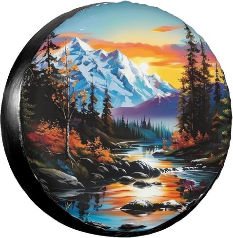 Mountain Landscape Spare Tire Cover for Rv Trailer Camper- Cute Wheel Protectors Cover Waterproof Universal Fit for Truck SUV Travel Camping Outdoor-15 inch in Kuwait
