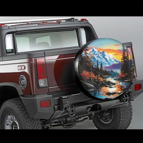 Mountain Landscape Spare Tire Cover for Rv Trailer Camper- Cute Wheel Protectors Cover Waterproof Universal Fit for Truck SUV Travel Camping Outdoor-15 inch in Kuwait