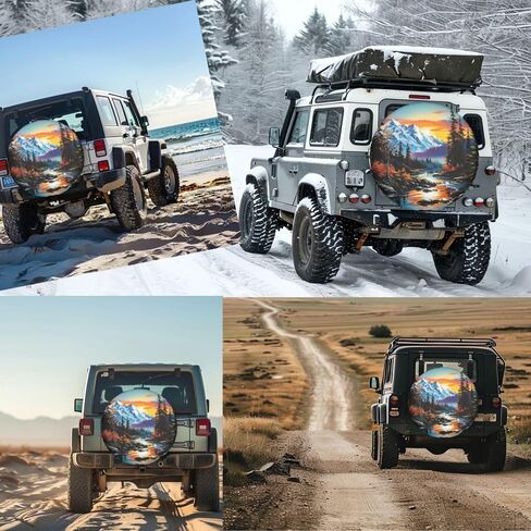 Mountain Landscape Spare Tire Cover for Rv Trailer Camper- Cute Wheel Protectors Cover Waterproof Universal Fit for Truck SUV Travel Camping Outdoor-15 inch in Kuwait