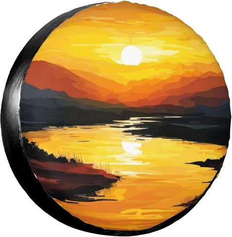 Mountain Landscape Spare Tire Cover for Rv Trailer Camper- Cute Wheel Protectors Cover Waterproof Universal Fit for Truck SUV Travel Camping Outdoor-15 inch in Kuwait