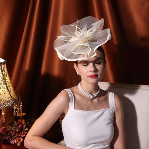 Century Star Womens Fascinator for Women Kentucky Hats Derby Tea Party 2025 Mesh Flower with Feather Wedding Church Hat in Kuwait