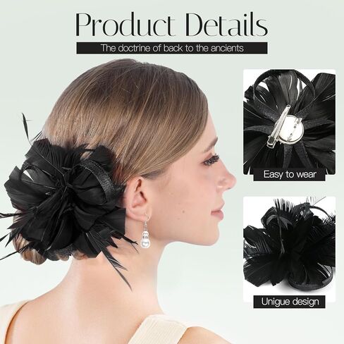 قبعة fascinator للنساء شاي حفلة دربي مع ريشة جنازة قفازات الدانتيل قلادة اللؤلؤ in Kuwait