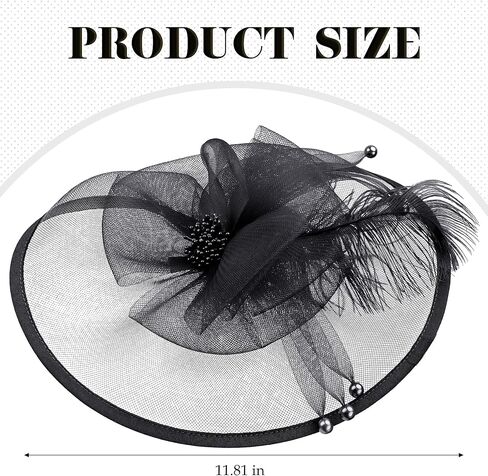 Feather Tea Party Fascinator - 2025 Derby Hat مع Hairpin ، قبعات الخمسينيات من القرن العشرين للنساء ، 11.81 "x9.84" in Kuwait