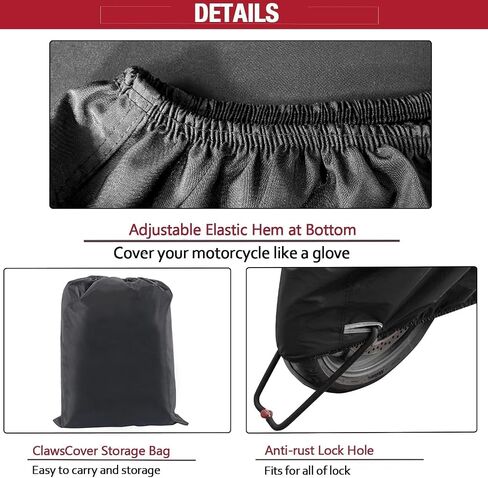 أغلفة دراجة نارية أغلفة مقاومة للماء في الهواء الطلق في الشارع الشاق الشارع Goldwing Cruiser Touring Bike Cover Fit Harley Davidson Honda Indian Yamaha ، All Weather Protection ، 116 "LX 47.2" WX55 H-Clawscover in Kuwait