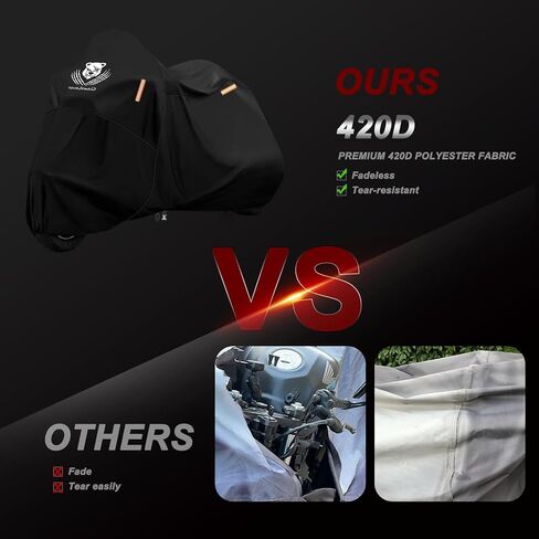 أغلفة دراجة نارية أغلفة مقاومة للماء في الهواء الطلق في الشارع الشاق الشارع Goldwing Cruiser Touring Bike Cover Fit Harley Davidson Honda Indian Yamaha ، All Weather Protection ، 116 "LX 47.2" WX55 H-Clawscover in Kuwait