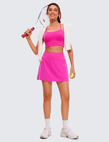CRZ YOGA Pleated Tennis Skorts Skirts for Women with Pockets 15'' High Waisted Golf Skirts Workout Casual Skirts Comfy in Kuwait