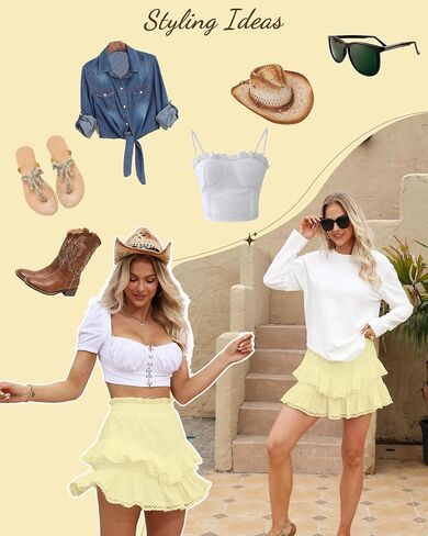 Seawhisper Skirt with Shorts Flowy Skorts for Woman Dressy Casual Boho Ruffle Tiered Skorts XS-XXL in Saudi Arabia