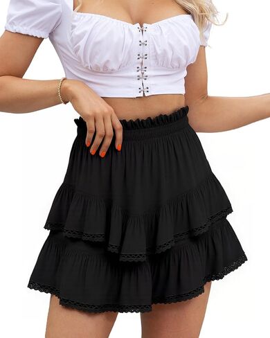 Seawhisper Skirt with Shorts Flowy Skorts for Woman Dressy Casual Boho Ruffle Tiered Skorts XS-XXL in Saudi Arabia