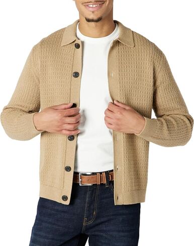Amazon Essentials Men's Relaxed-Fit Collared Cardigan Sweater in Saudi Arabia