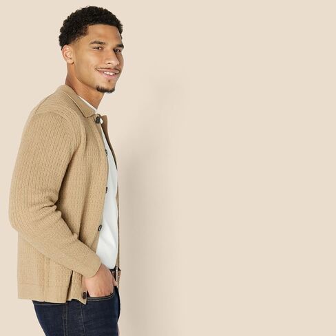 Amazon Essentials Men's Relaxed-Fit Collared Cardigan Sweater in Saudi Arabia