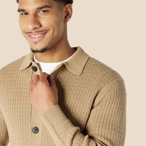 Amazon Essentials Men's Relaxed-Fit Collared Cardigan Sweater in Saudi Arabia