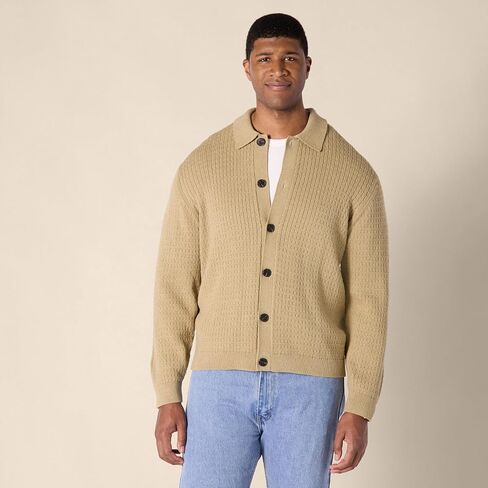 Amazon Essentials Men's Relaxed-Fit Collared Cardigan Sweater in Saudi Arabia
