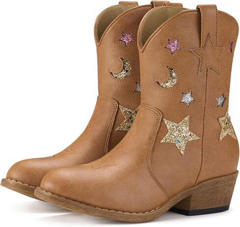 Rollda Girls Cowboy Boots Cowgirl Boots for Girls Star Boots Kids Western Boots for Toddler/Little Kid/Big Kid in Saudi Arabia