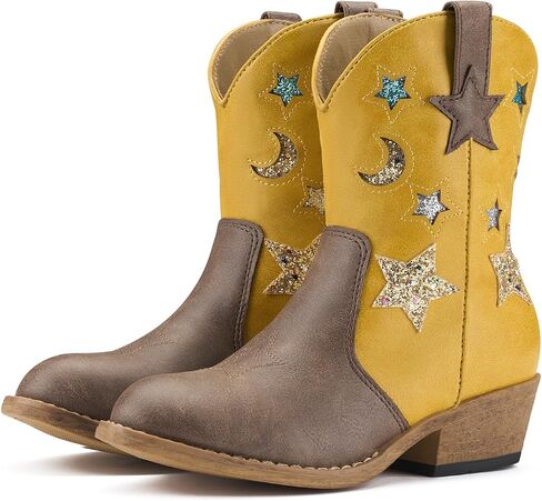 Rollda Girls Cowboy Boots Cowgirl Boots for Girls Star Boots Kids Western Boots for Toddler/Little Kid/Big Kid in Saudi Arabia