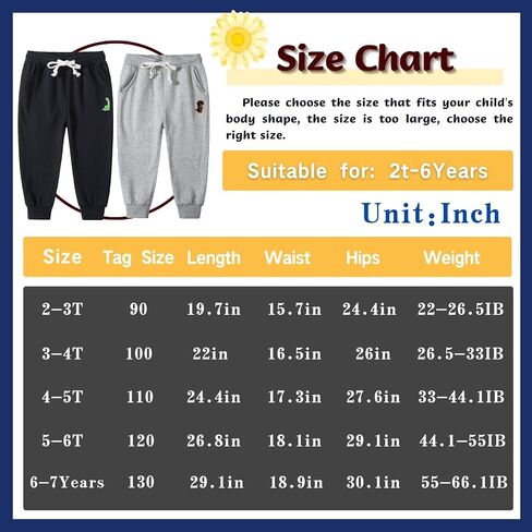 Boy's 2-Pack Pants, Toddler Cotton Pull on Jogger, Kids Dinosaur Drawstring Elastic Sweatpants in Saudi Arabia