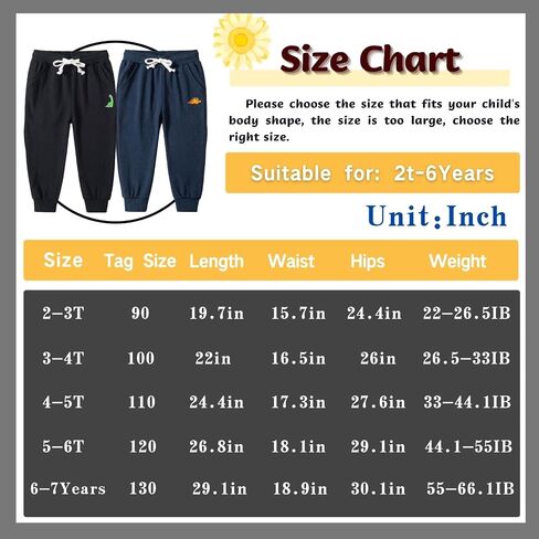 Boy's 2-Pack Pants, Toddler Cotton Pull on Jogger, Kids Dinosaur Drawstring Elastic Sweatpants in Saudi Arabia