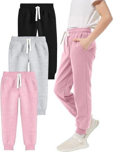 Pehmea Boys Girls Pultspants 3 Pack Pack active jogger bants with mobicets for Kids من 5 إلى 14 عامًا in Kuwait