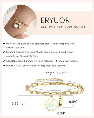 Move Mountains-Gold Mustard Seed Faith Bracelet Catholic Christian Easter Christmas Birthday Gifts for Women Her in Kuwait