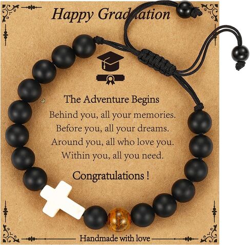 2025 Graduation Gifts for Her Girls Women Boys, Cross Pearl Beads Charm Bracelet Middle High College Kindergarten Preschool School Gifts in Kuwait